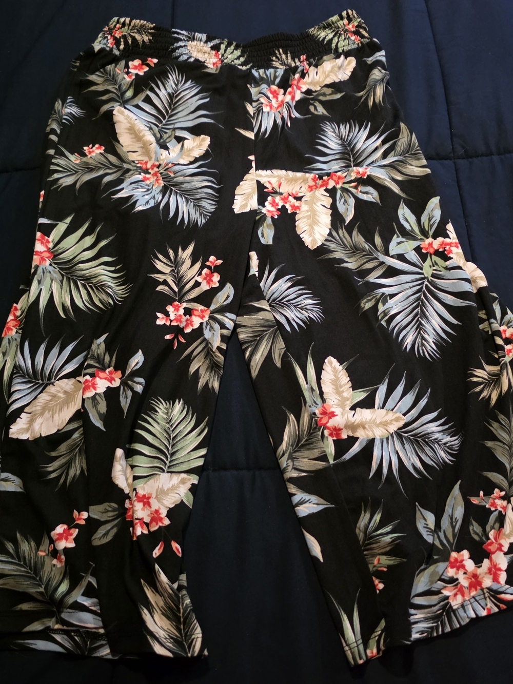 Ardene Black Floral Print Wide-Leg Pants